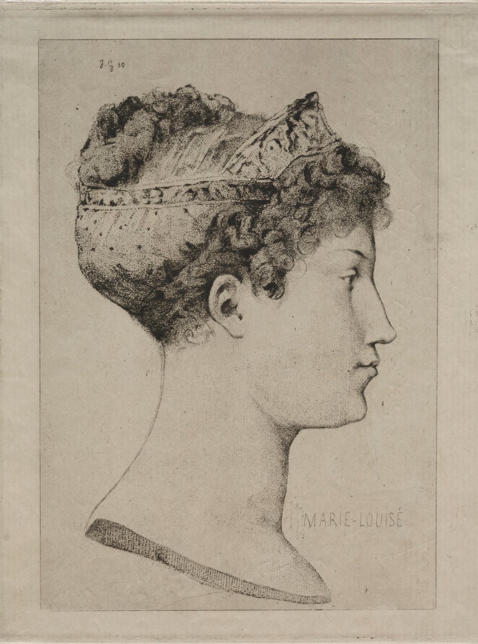 Marie Louise in Profiel, 1860 door Jules de Goncourt