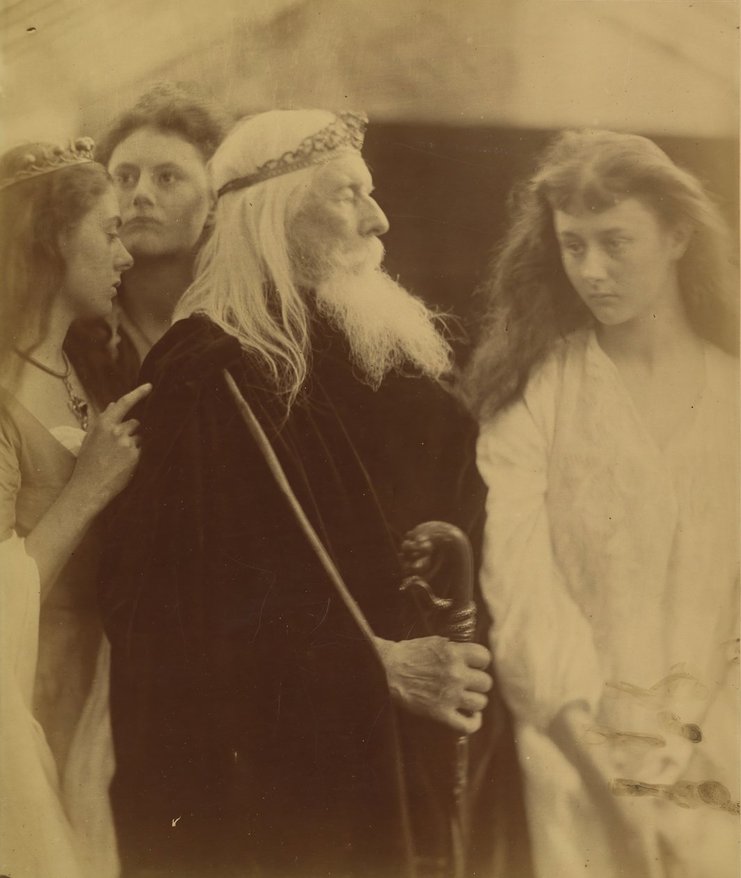 Koning Lear Verdeelt Zijn Koninkrijk onder Zijn Drie Dochters door Julia Margaret Cameron