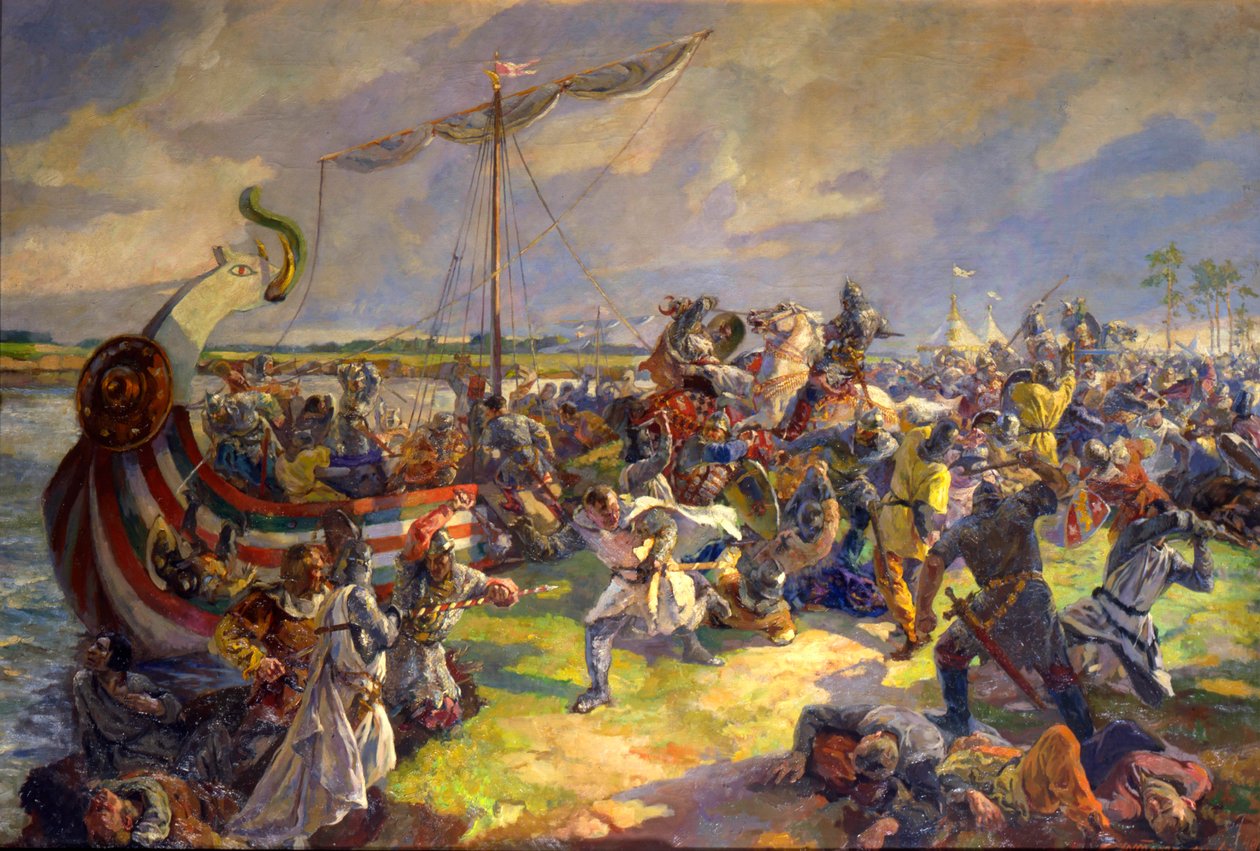 De slag aan de Neva op 15 juli 1240, 1940 door Julia Truze Ternovskaya