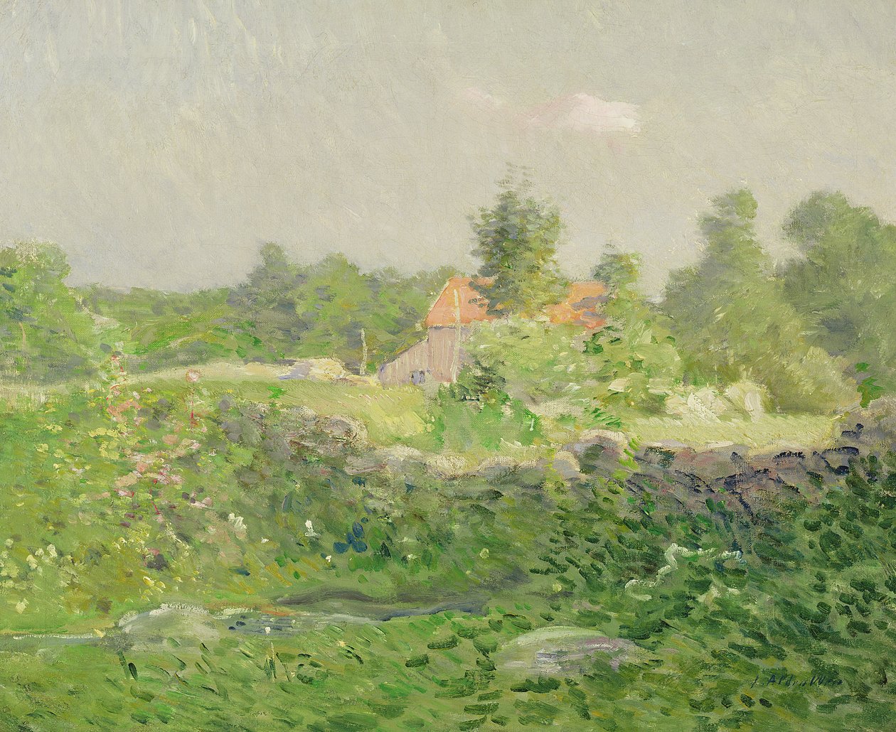 Landschap en boerderij, c.1895 door Julian Alden Weir