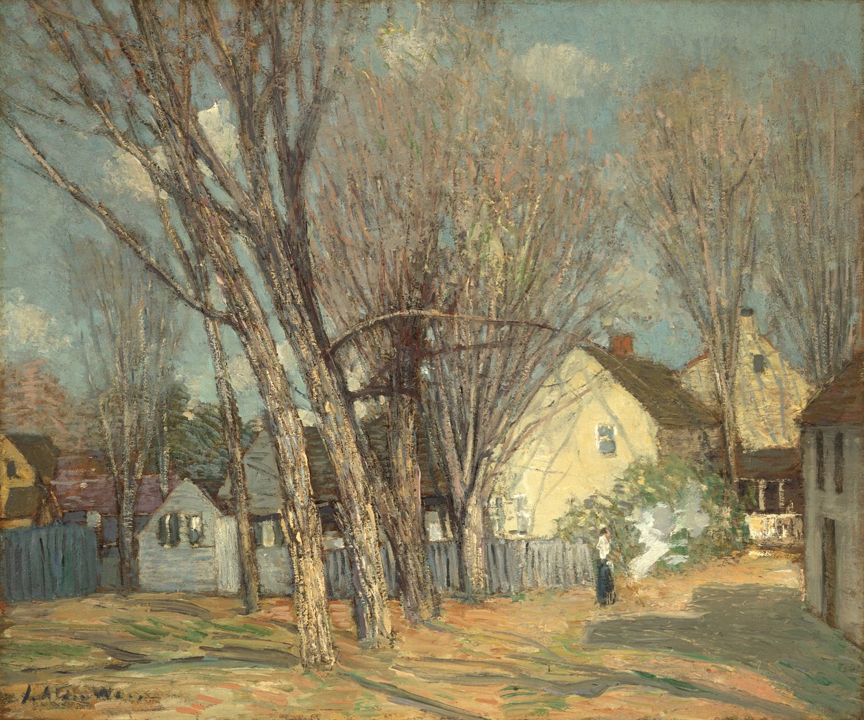 Windham Village, ca.1913-14 (olieverf op mahoniehouten paneel) door Julian Alden Weir