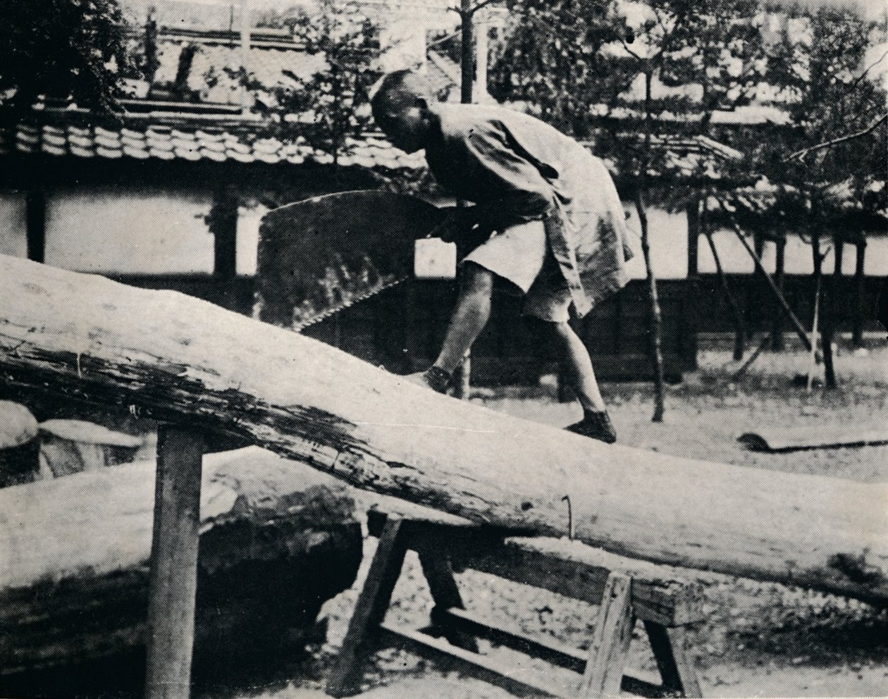 Zagen en schaven worden gedaan met een trekkende in plaats van een drijvende beweging, ca. 1900, 1921 door Julian Leonard Street