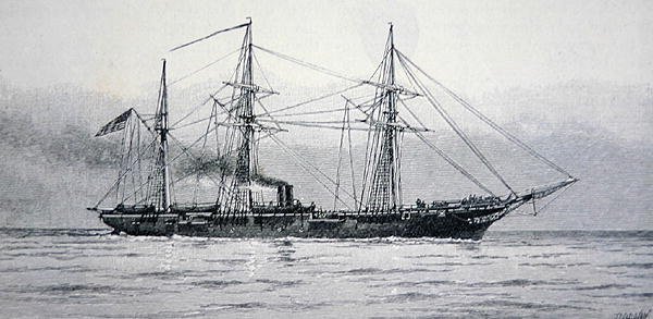U.S. Sloep van oorlog "Kearsage" van de federale marine door Julian Oliver (after) Davidson