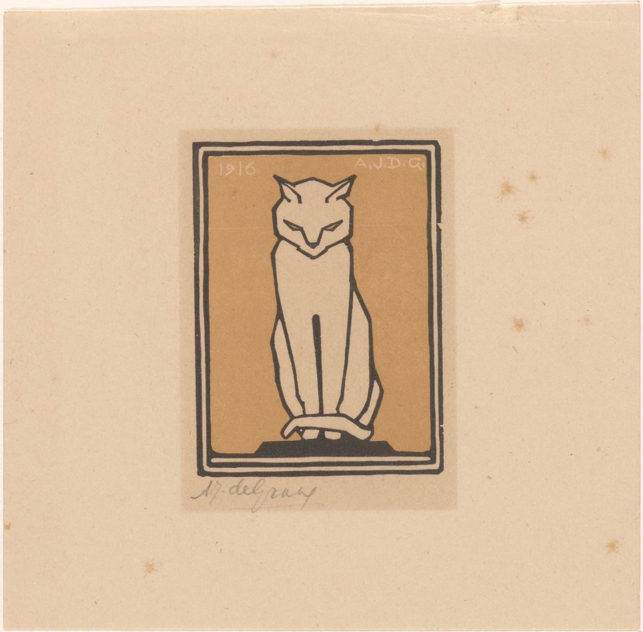 Zittende kat door Julie de Graag (signed by artist)