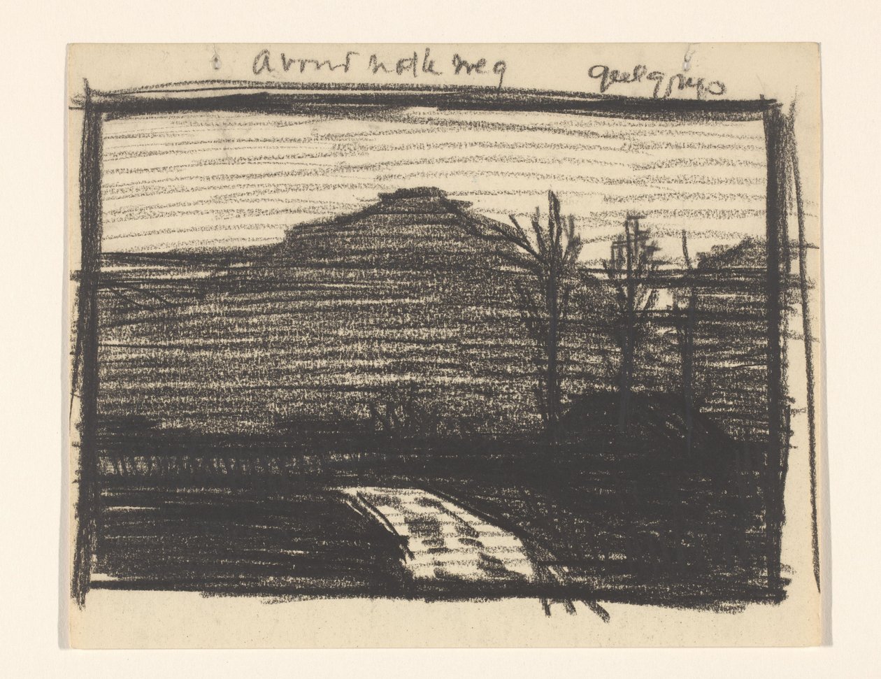 Landschap met bomen en weg door Julie de Graag