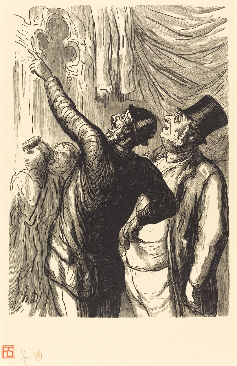 Wereldtentoonstelling: Een Echte Cicerone door Julien Antoine Peulot after Honoré Daumier