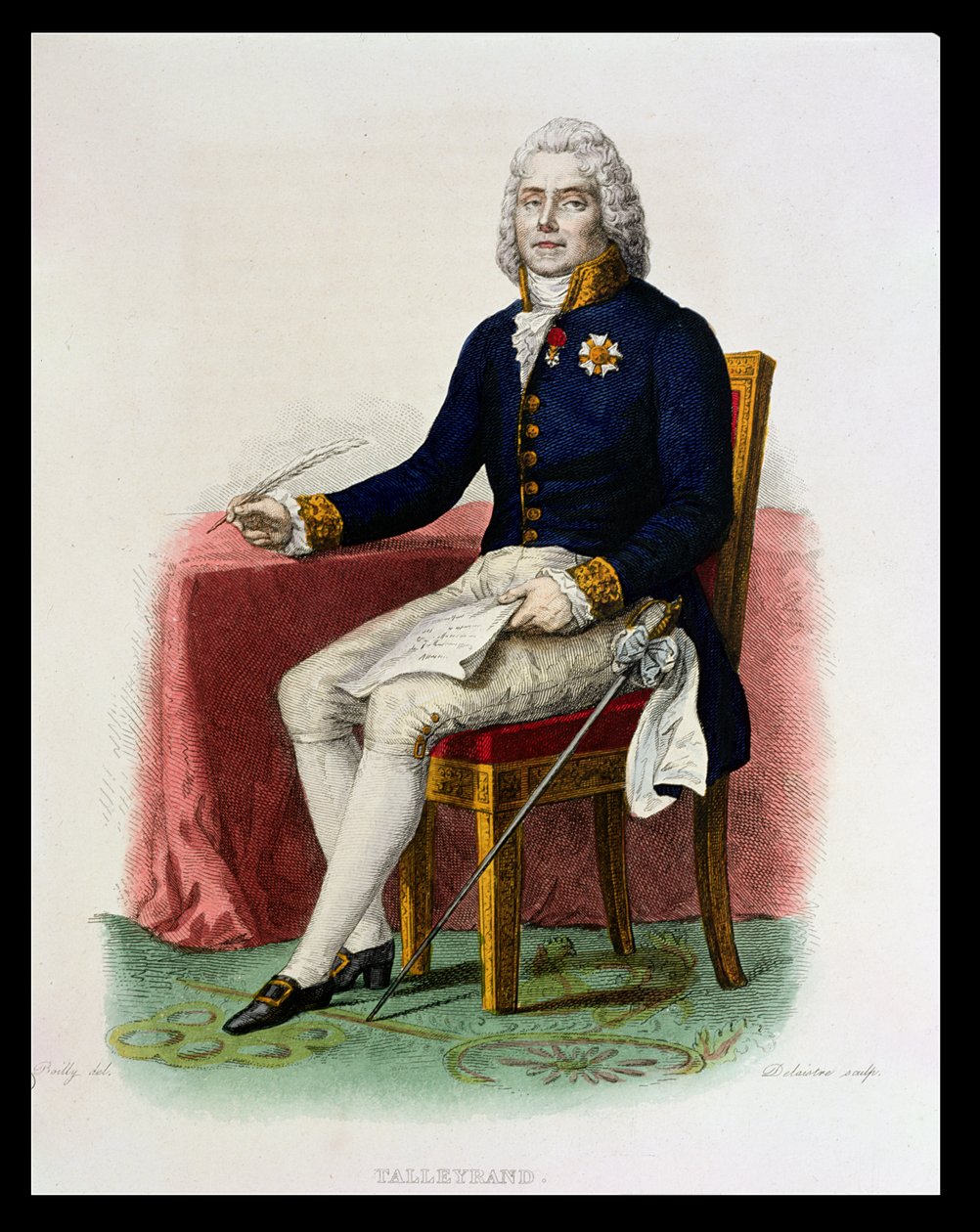 Portret van Charles Maurice de Talleyrand-Perigord (1754-1838) aan zijn bureau, illustratie uit 
