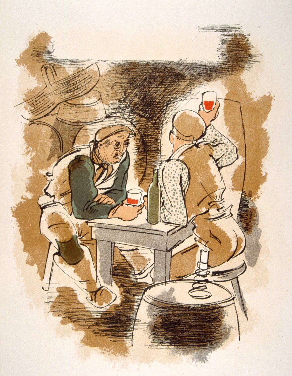 Humoristische wijnillustratie 1946 door Julien Pavil
