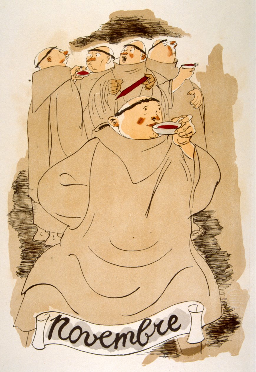 Humoristische wijnillustratie 1946 door Julien Pavil