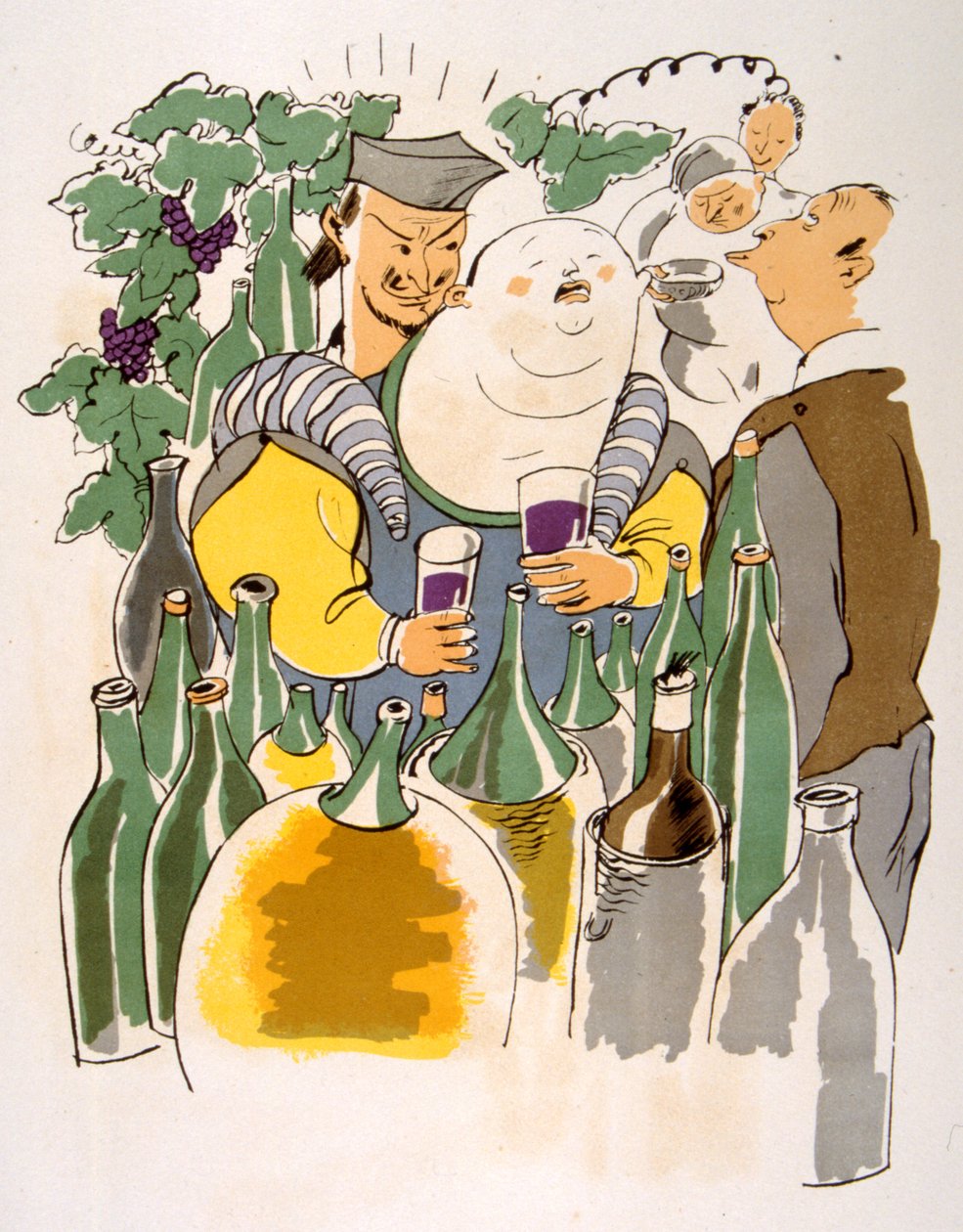 Humoristische wijnillustratie 1946 door Julien Pavil