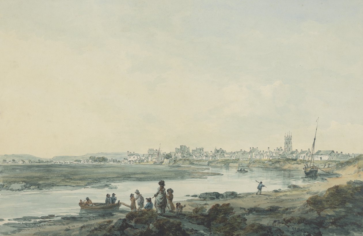 Cardiff vanuit het zuiden, c.1789 door Julius Caesar Ibbetson