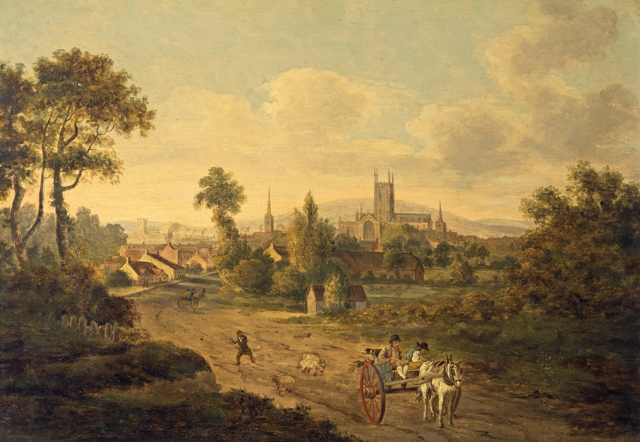 Gloucester vanaf St Mary Magdalen, ca. 1780 door Julius Caesar Ibbetson