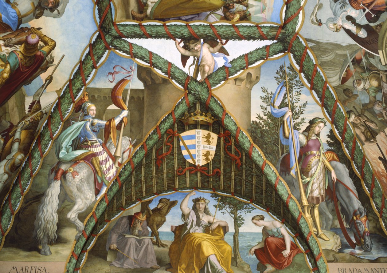 De tovenaressen Melissa, Atlante, Alcina en de figuren van Marfisia en Bandimarte door Julius Schnorr von Carolsfeld