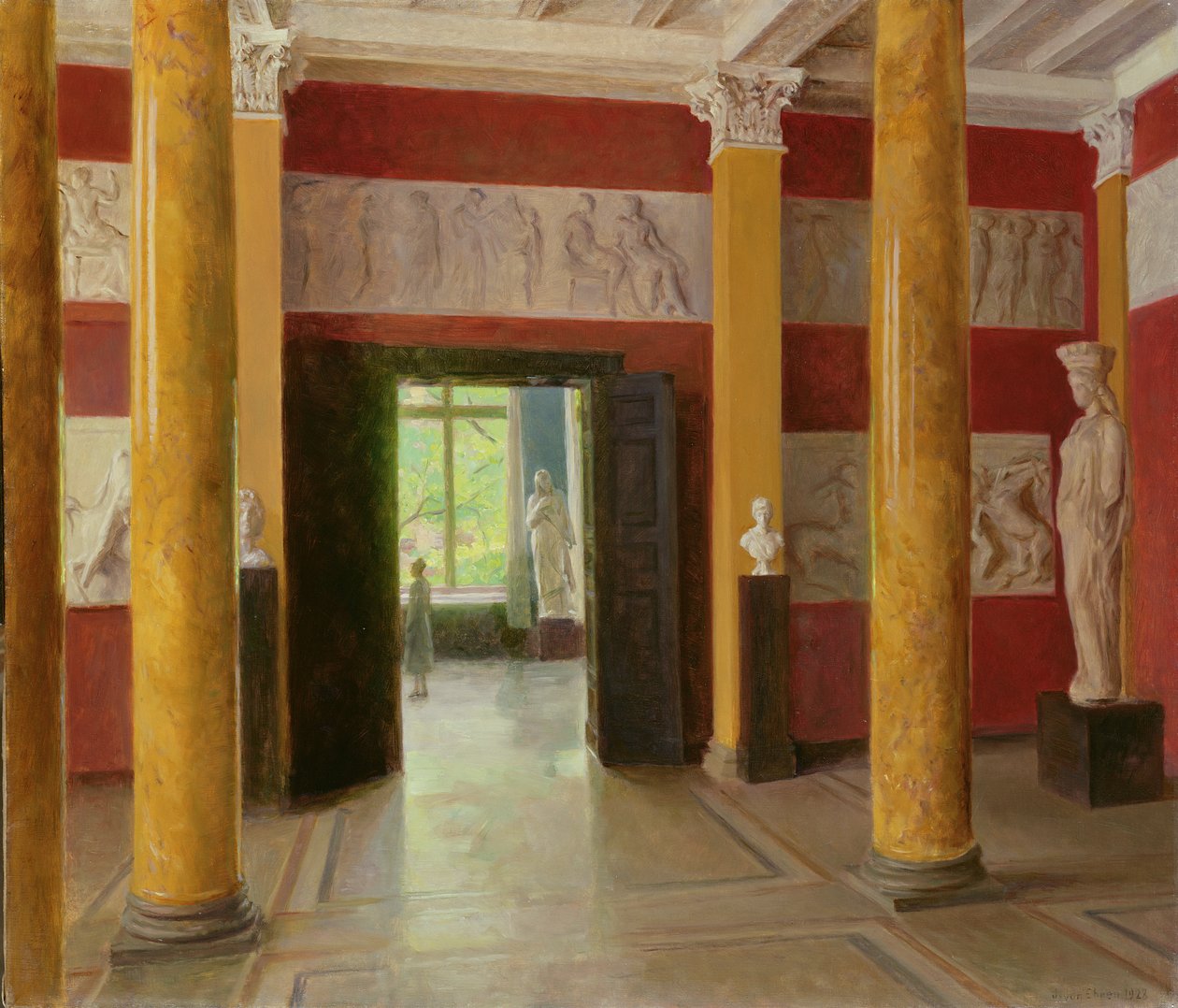 De Zuilenhal in het oude deel van de Hamburg Kunsthalle, 1928 door Julius August Friedrich Theodor von Ehren