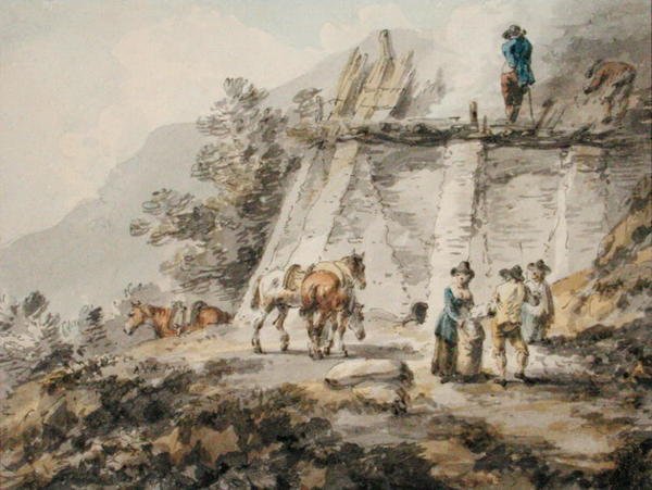Een Kalkoven door Julius Caesar Ibbetson