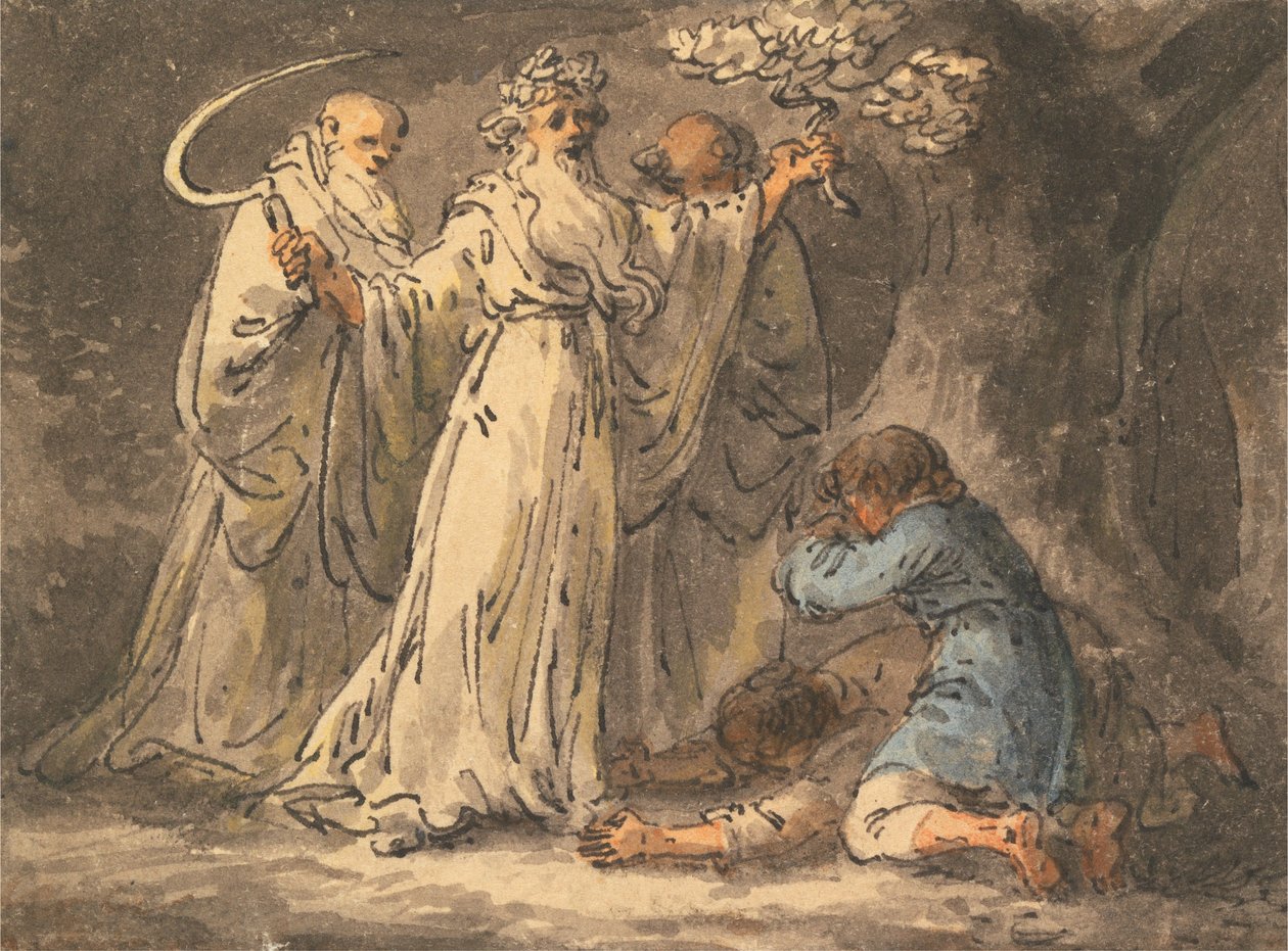 Het snijden van maretak ervan door de druïden door Julius Caesar Ibbetson