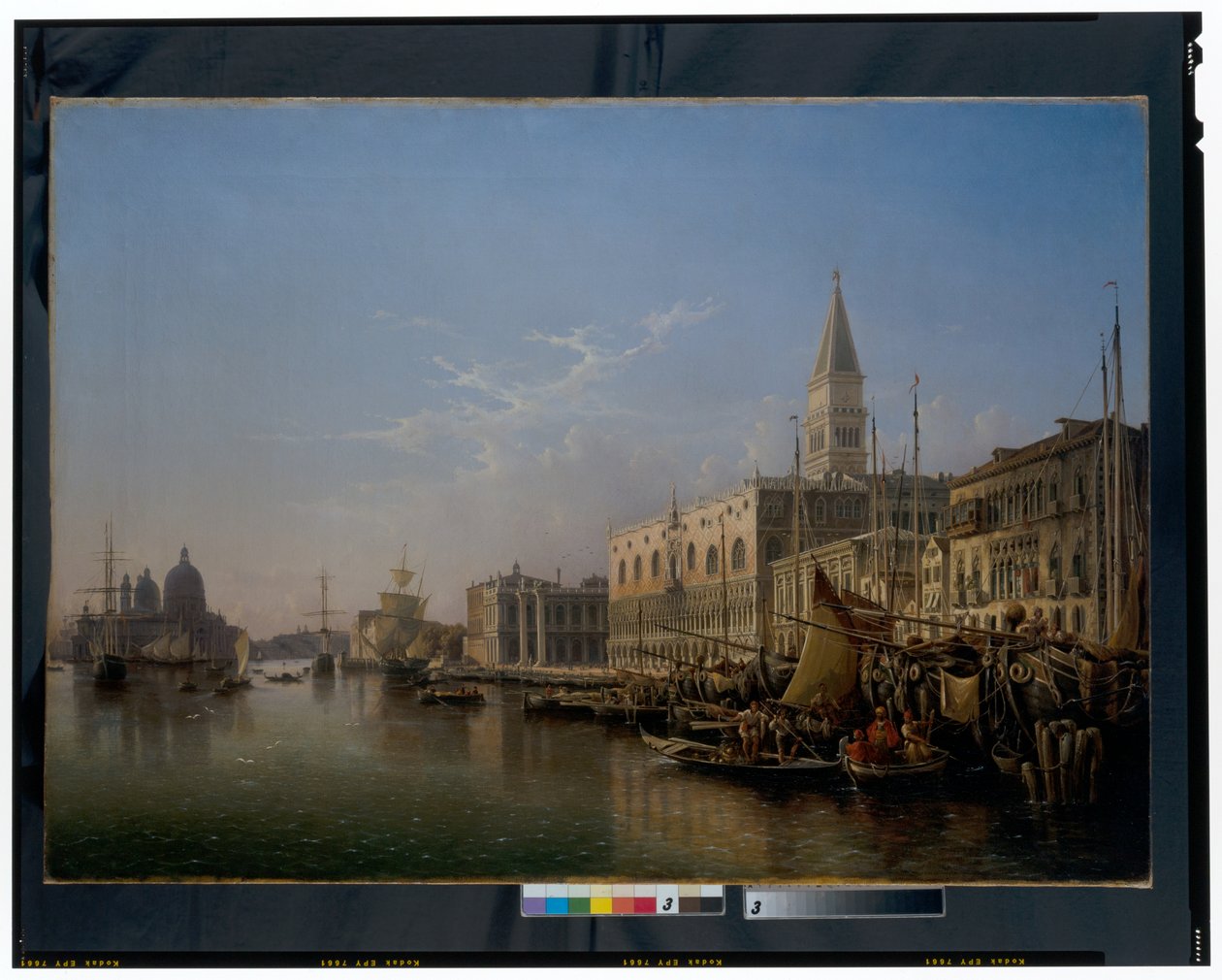 Venetië: De Riva Degli Schiavoni, kijkend naar het westen met de Punta Della Dogana door Julius Eduard Wilhelm Helfft