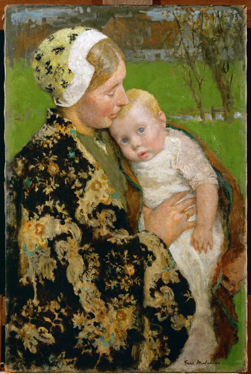 Moederschap (schilderij op doek) door Julius Gari Melchers