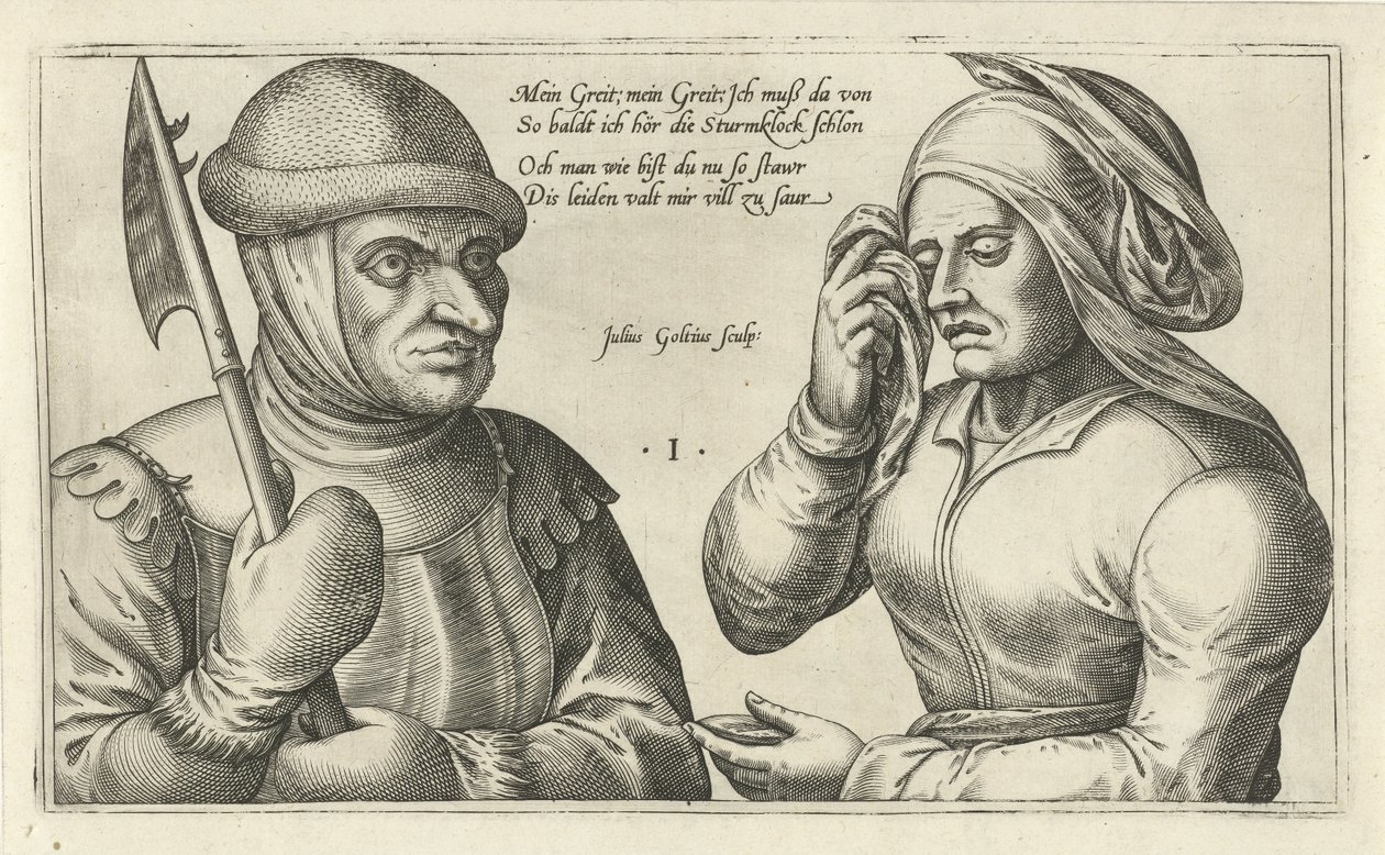 Afscheid van een soldaat door Julius Goltzius