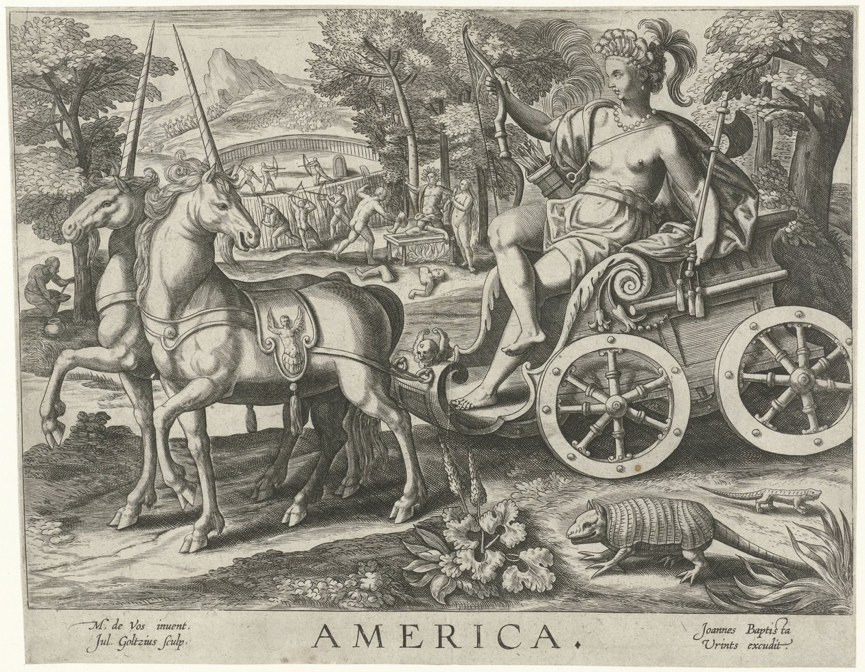 Amerika door Julius Goltzius