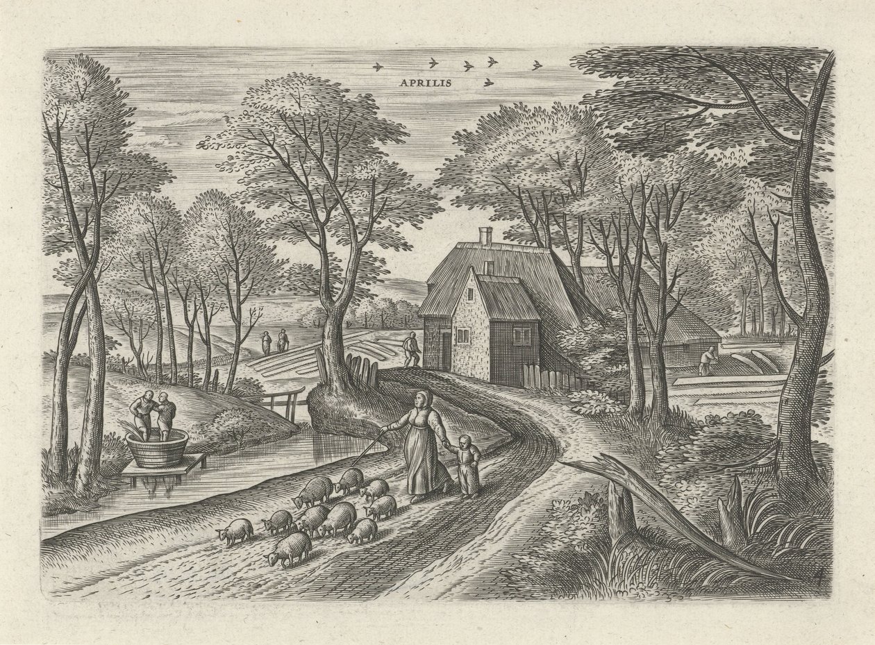 April (De twaalf maanden) door Julius Goltzius