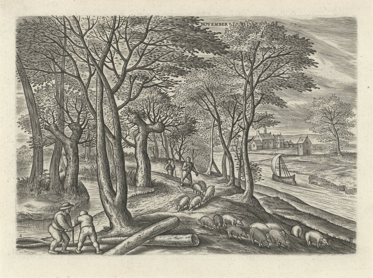 November (De twaalf maanden) door Julius Goltzius