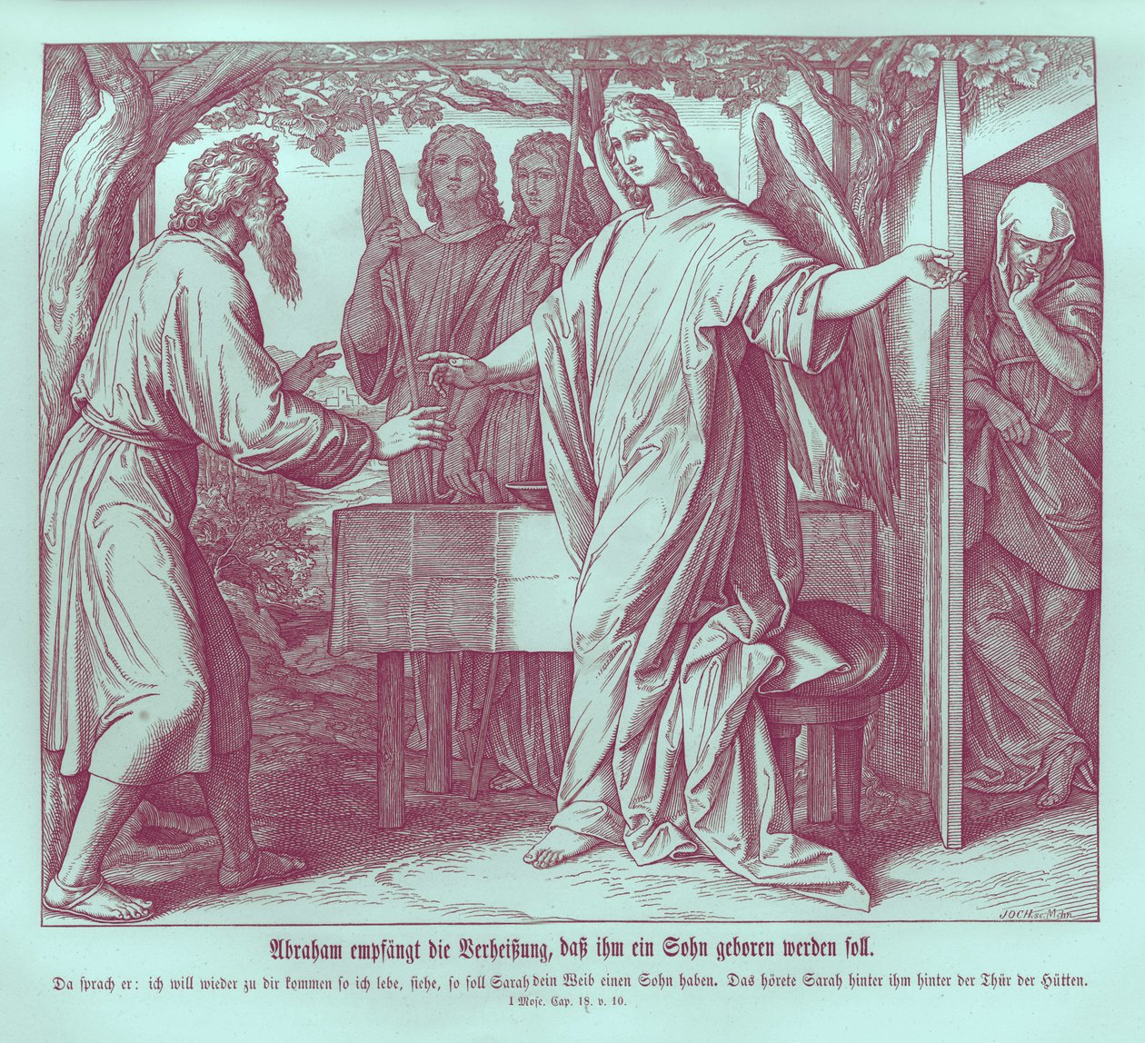 Abraham hoort dat Sara een zoon zal baren door Julius Schnorr von Carolsfeld