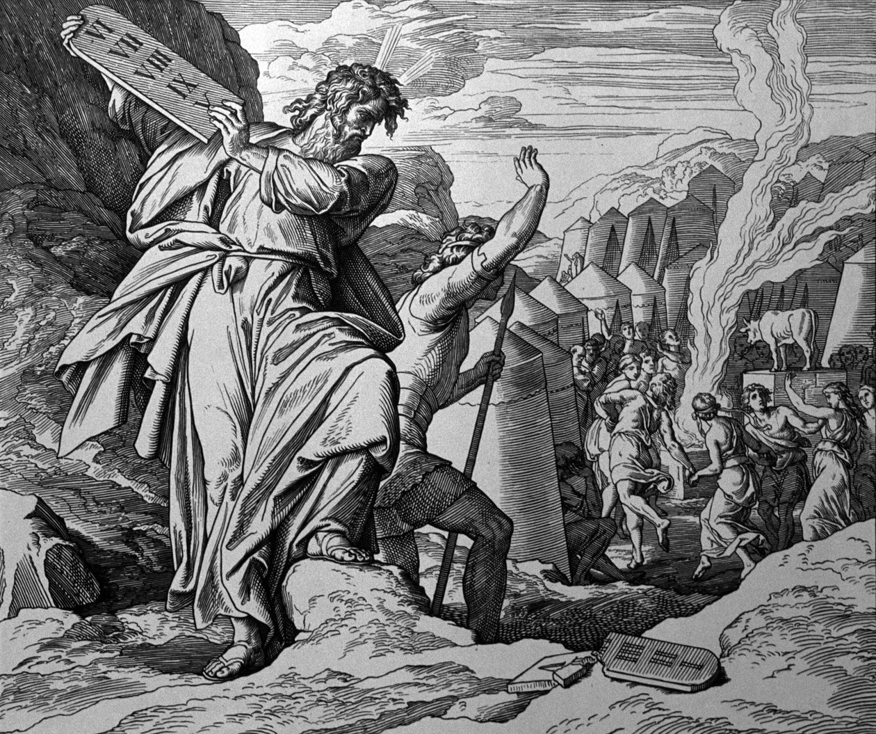 Aanbidding van het gouden kalf door Julius Schnorr von Carolsfeld