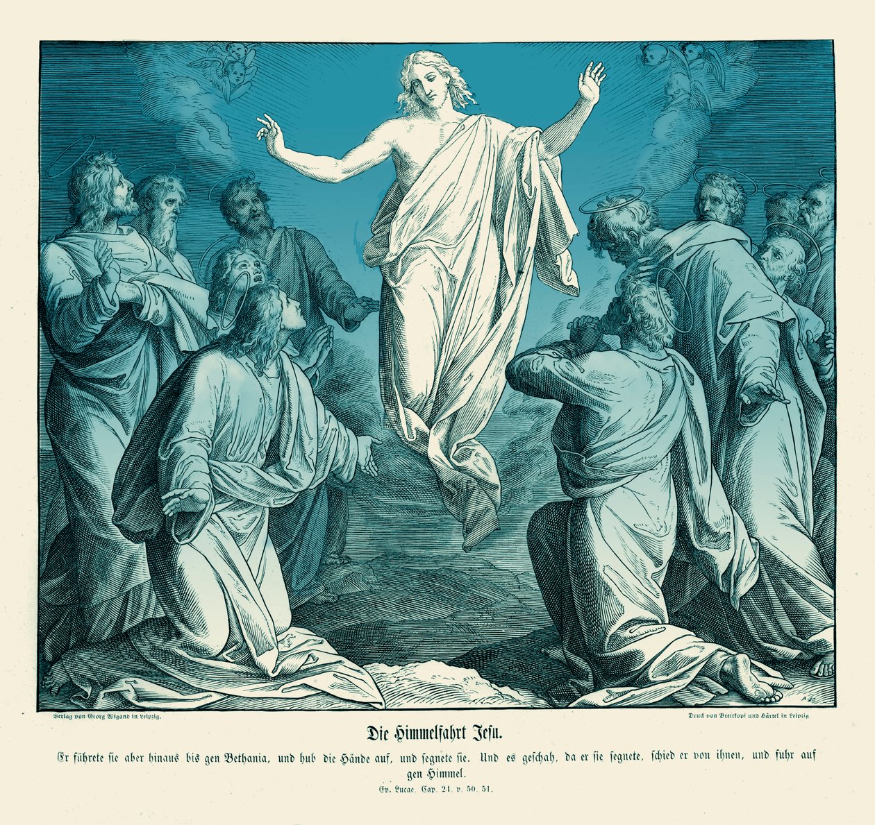 Hemelvaart van Christus, Evangelie van Lucas door Julius Schnorr von Carolsfeld
