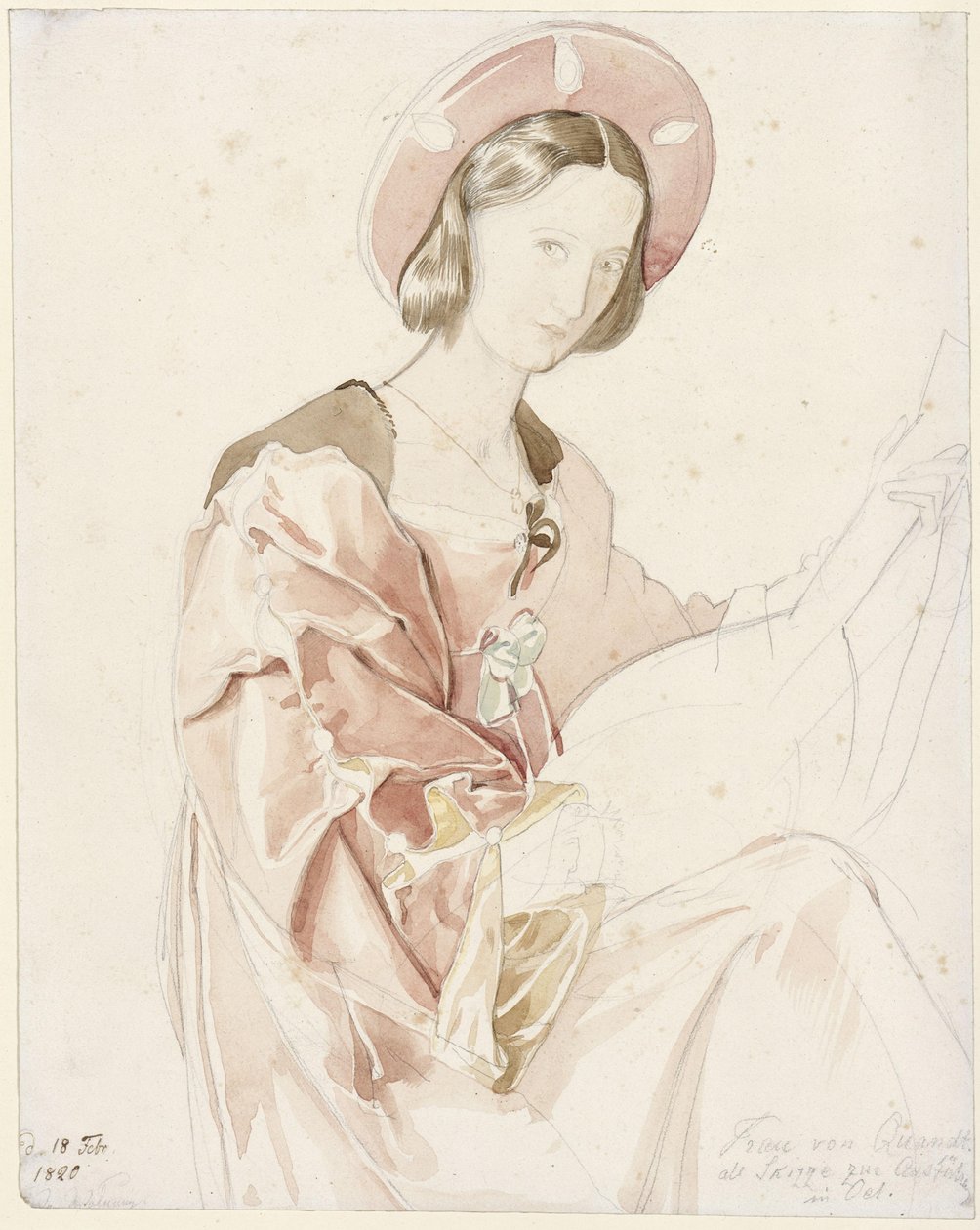 Portret van Clara Bianca von Quandt door Julius Schnorr von Carolsfeld
