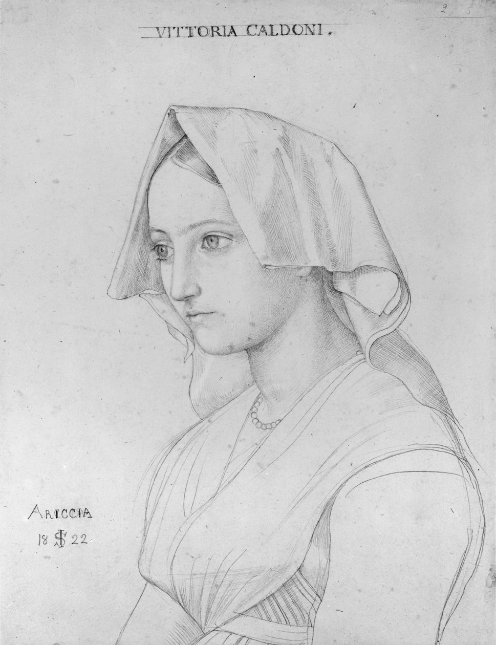 Portret van Vittoria Caldoni door Julius Schnorr von Carolsfeld