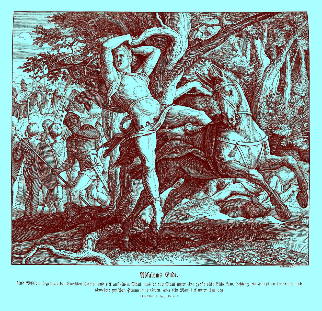 Dood van Absalom, 2 Samuel door Julius Schnorr von Carolsfeld