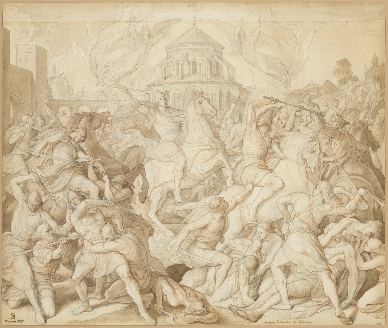 Nederlaag van Wittekind bij Bürberg door Julius Schnorr von Carolsfeld