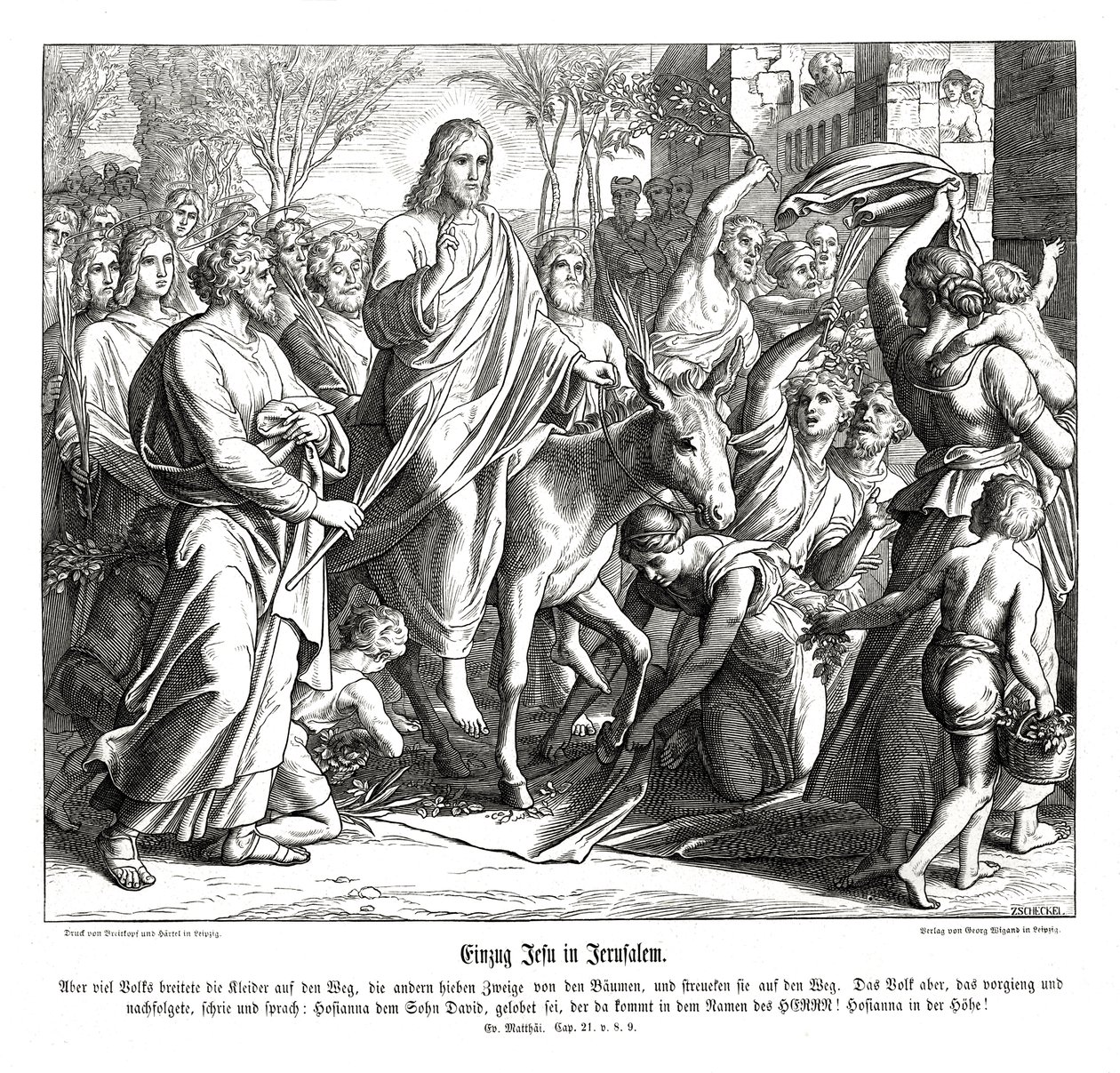 Intocht van Jezus in Jeruzalem door Julius Schnorr von Carolsfeld