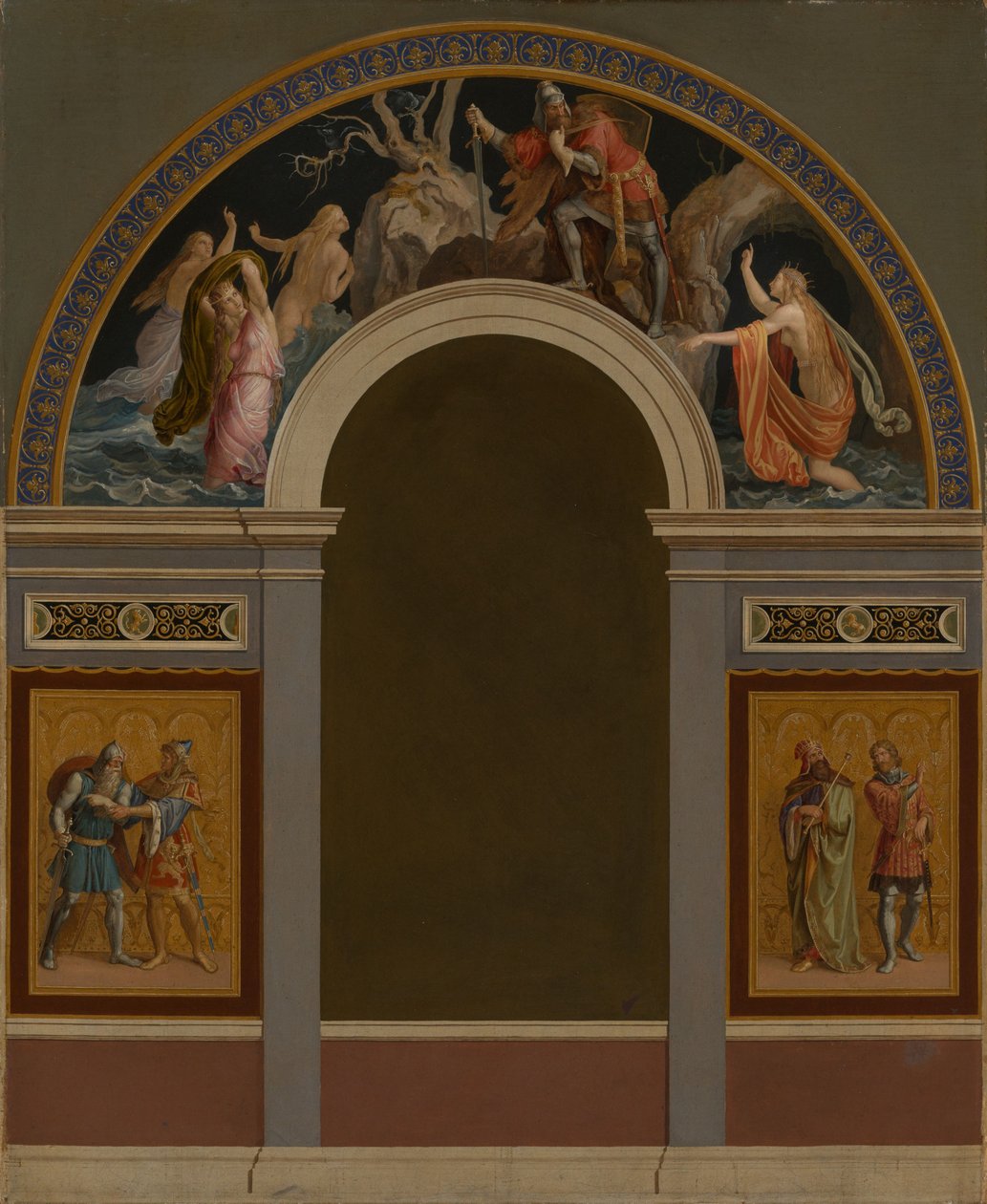 Ontwerp voor de wand tegenover de ingang van de eerste Nibelungenzaal in het Koninklijk Gebouw van de Residentie van München door Julius Schnorr von Carolsfeld