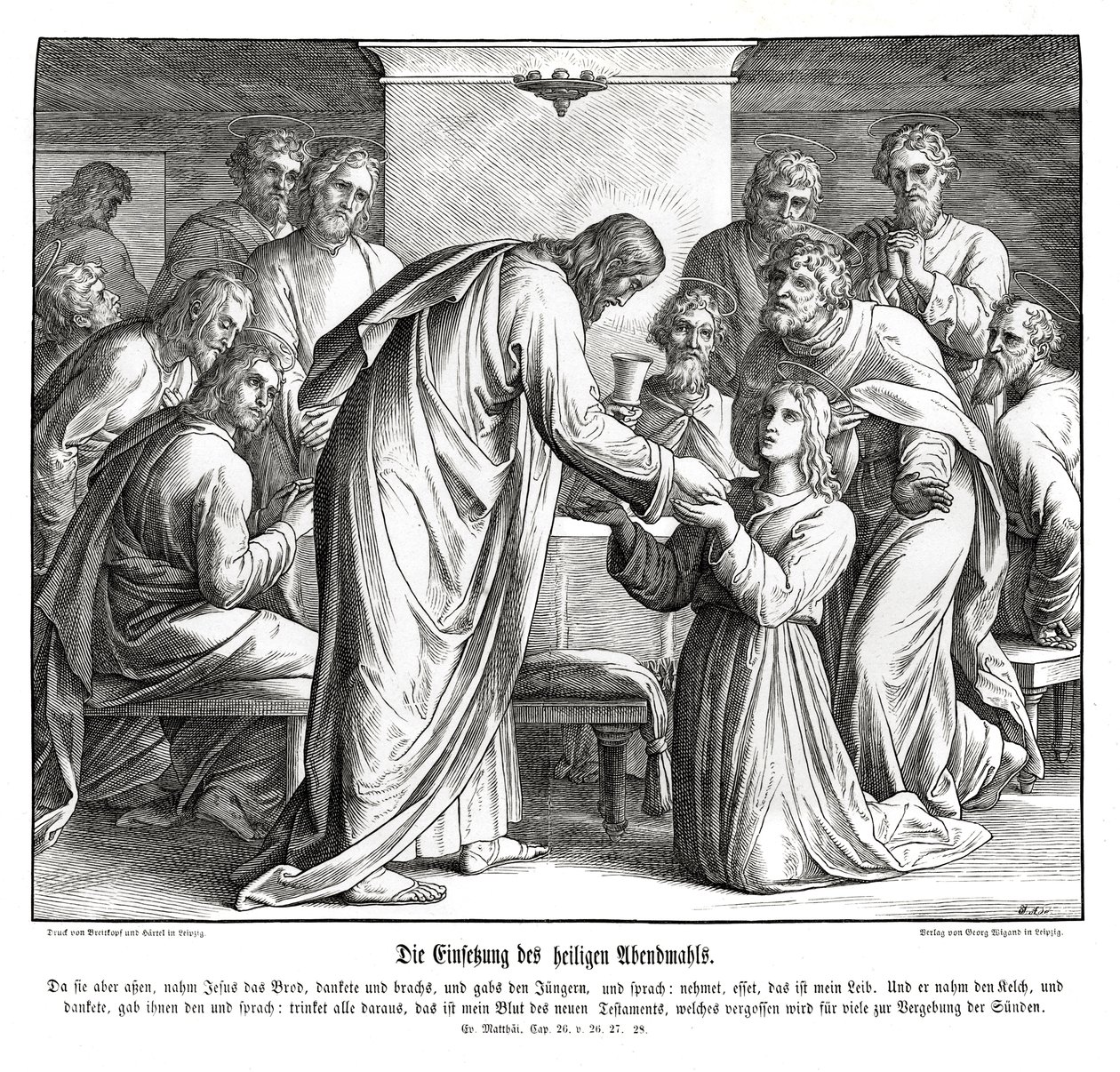 Eucharistie, Evangelie van Matteüs door Julius Schnorr von Carolsfeld