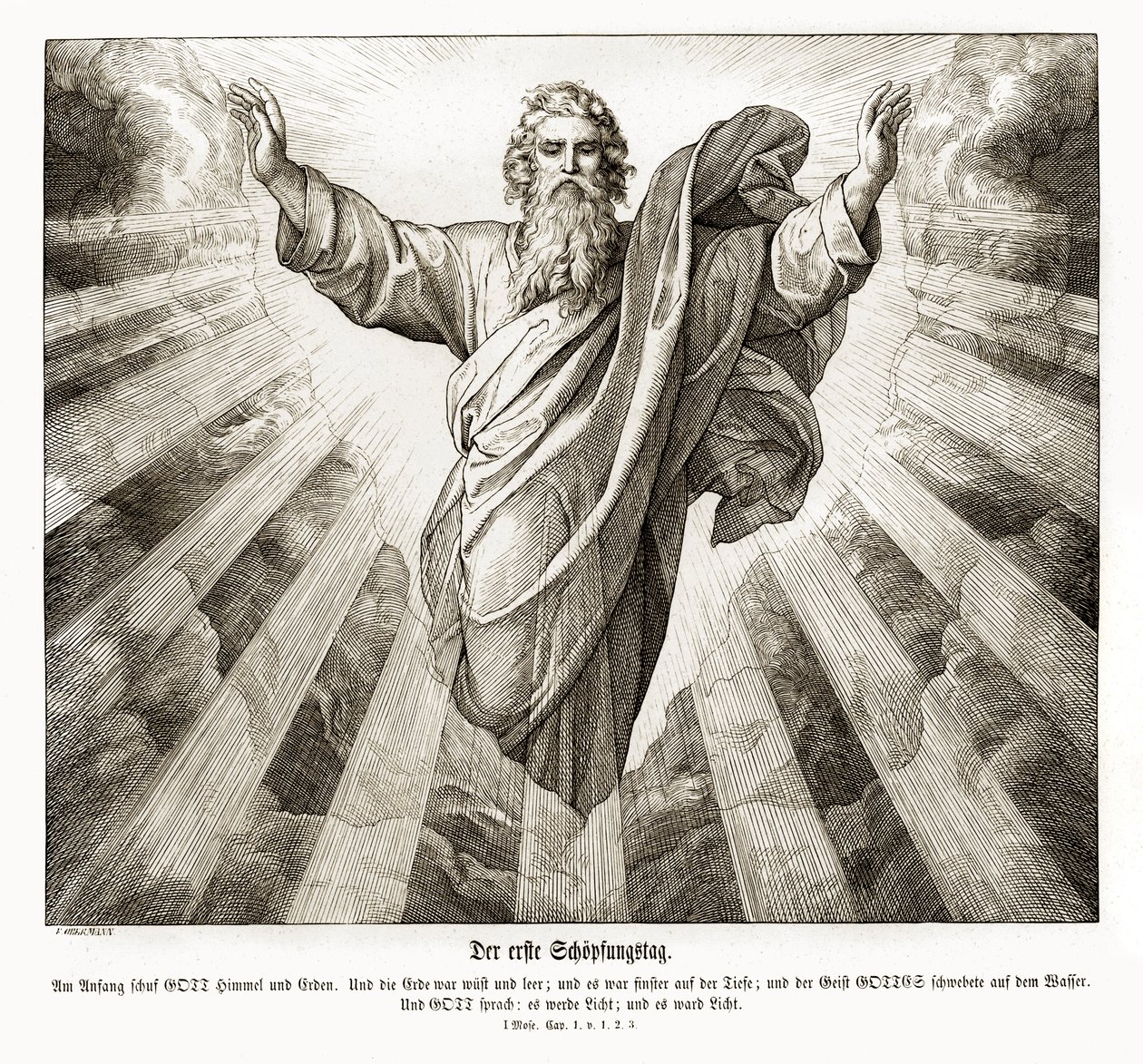 Eerste dag van de schepping, Genesis door Julius Schnorr von Carolsfeld