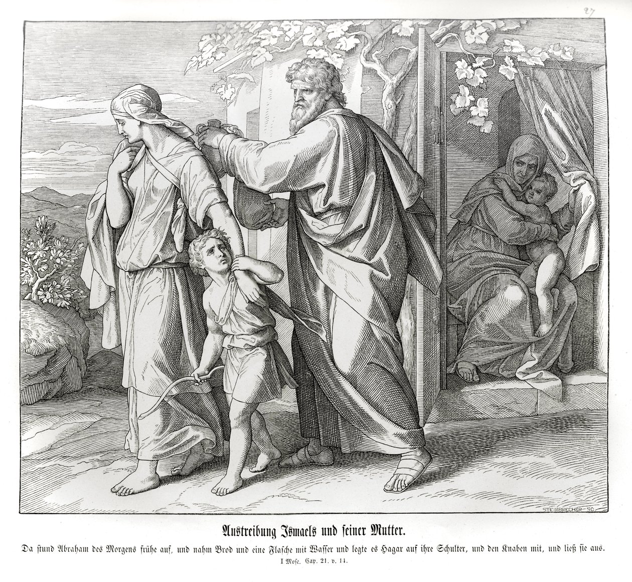 Hagar en Ismaël worden weggestuurd, Genesis door Julius Schnorr von Carolsfeld