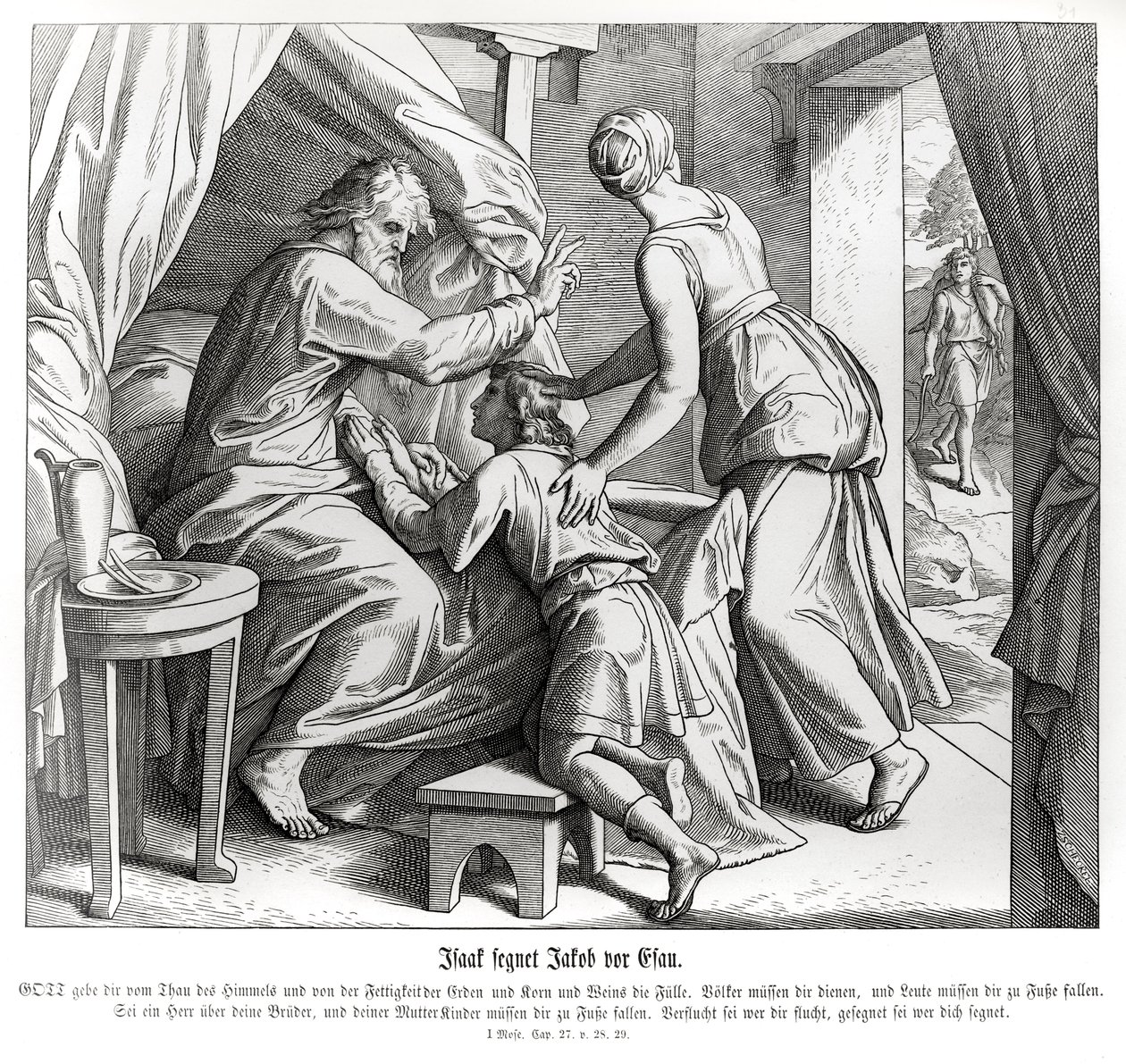 Isaak zegent Jakob in plaats van Esau, Genesis door Julius Schnorr von Carolsfeld