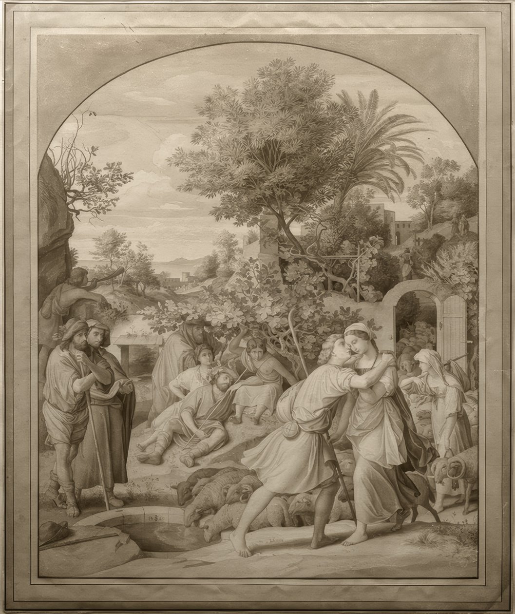 Jakob en Rachel bij de bron door Julius Schnorr von Carolsfeld
