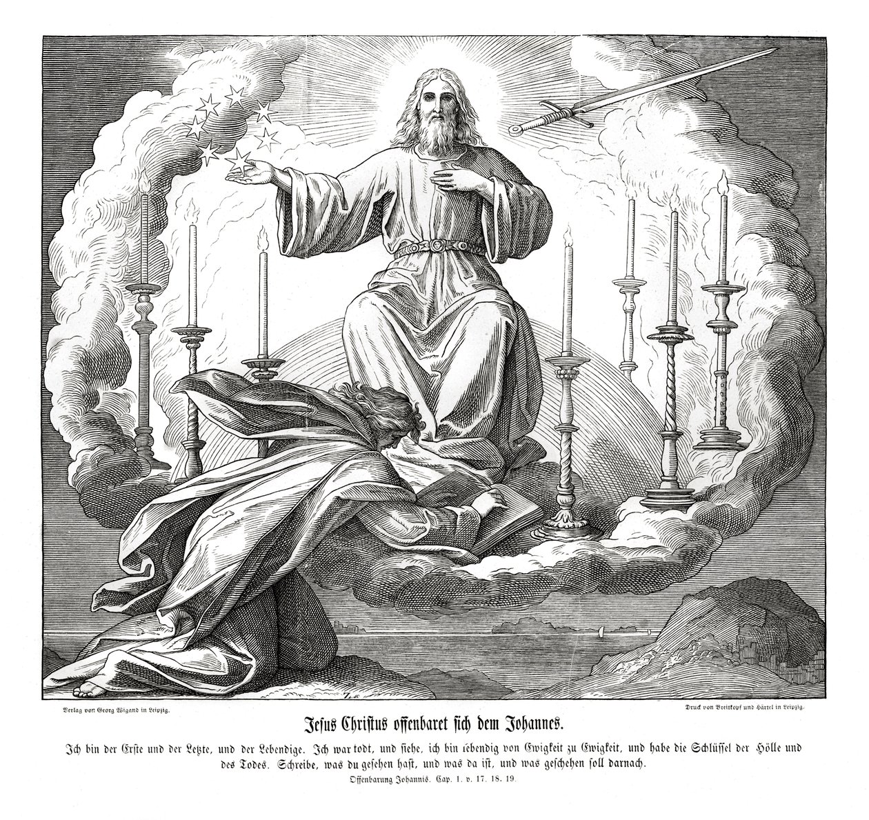 Jezus Christus openbaart zich aan Johannes, Openbaring door Julius Schnorr von Carolsfeld