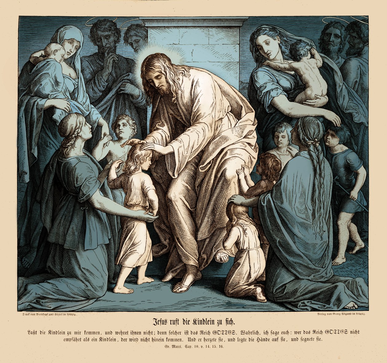Jezus roept de kinderen bij zich, Evangelie van Marcus door Julius Schnorr von Carolsfeld