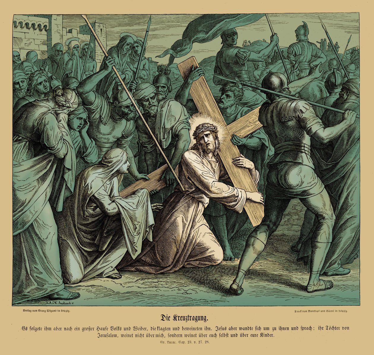 Jezus draagt het kruis, Evangelie van Lucas door Julius Schnorr von Carolsfeld