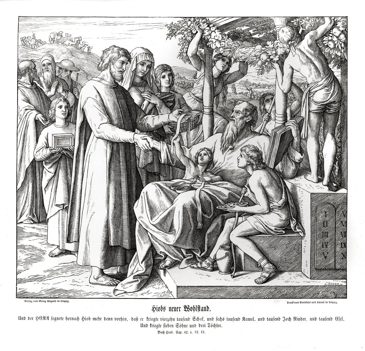 Job wordt beloond, Job door Julius Schnorr von Carolsfeld