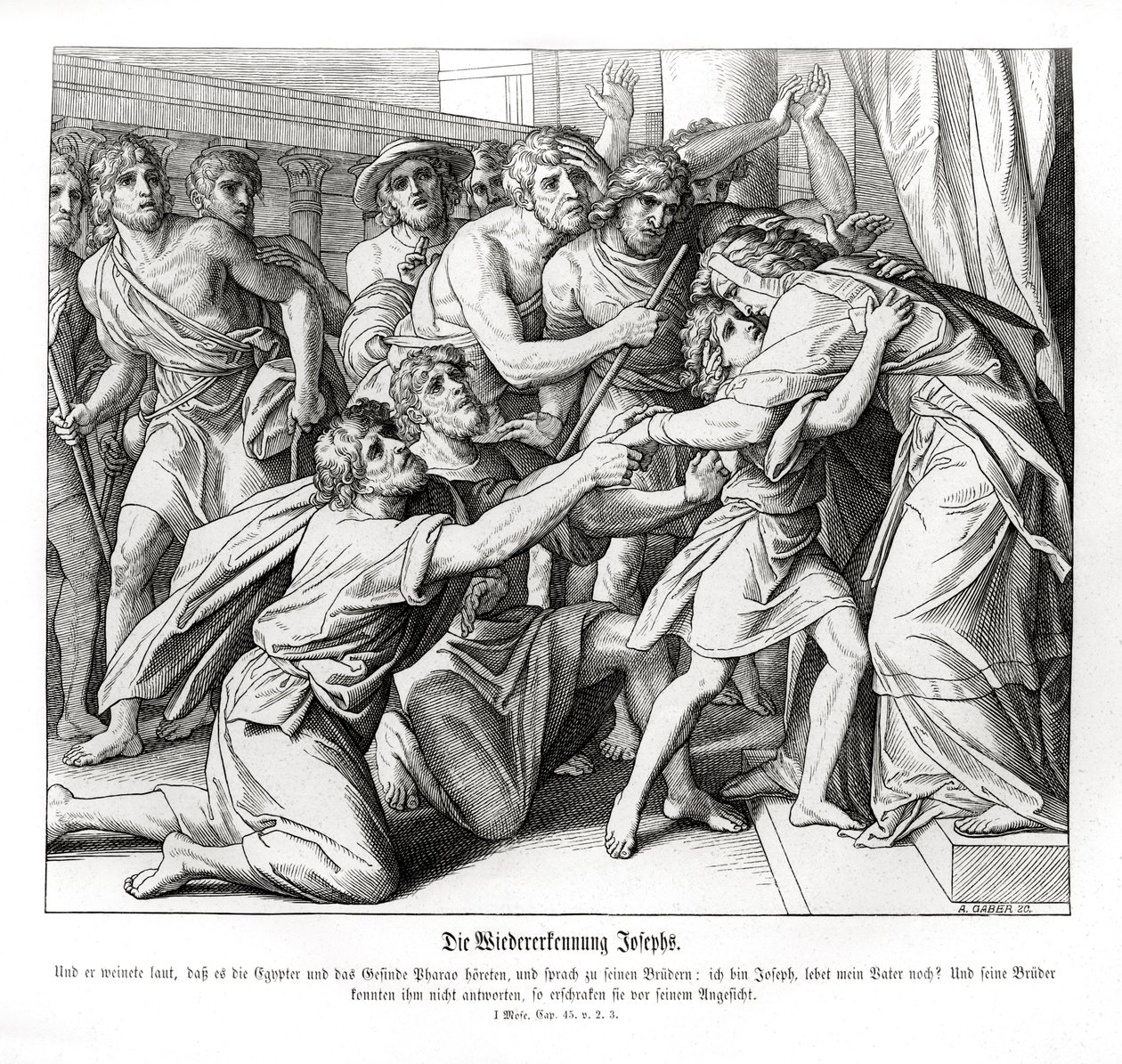 Jozef wordt herkend door zijn broers, Genesis door Julius Schnorr von Carolsfeld