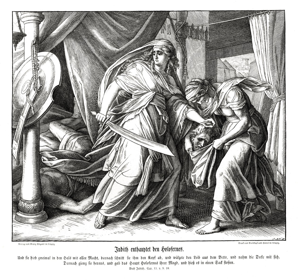 Judith onthoofdt Holofernes, boek van Judith door Julius Schnorr von Carolsfeld
