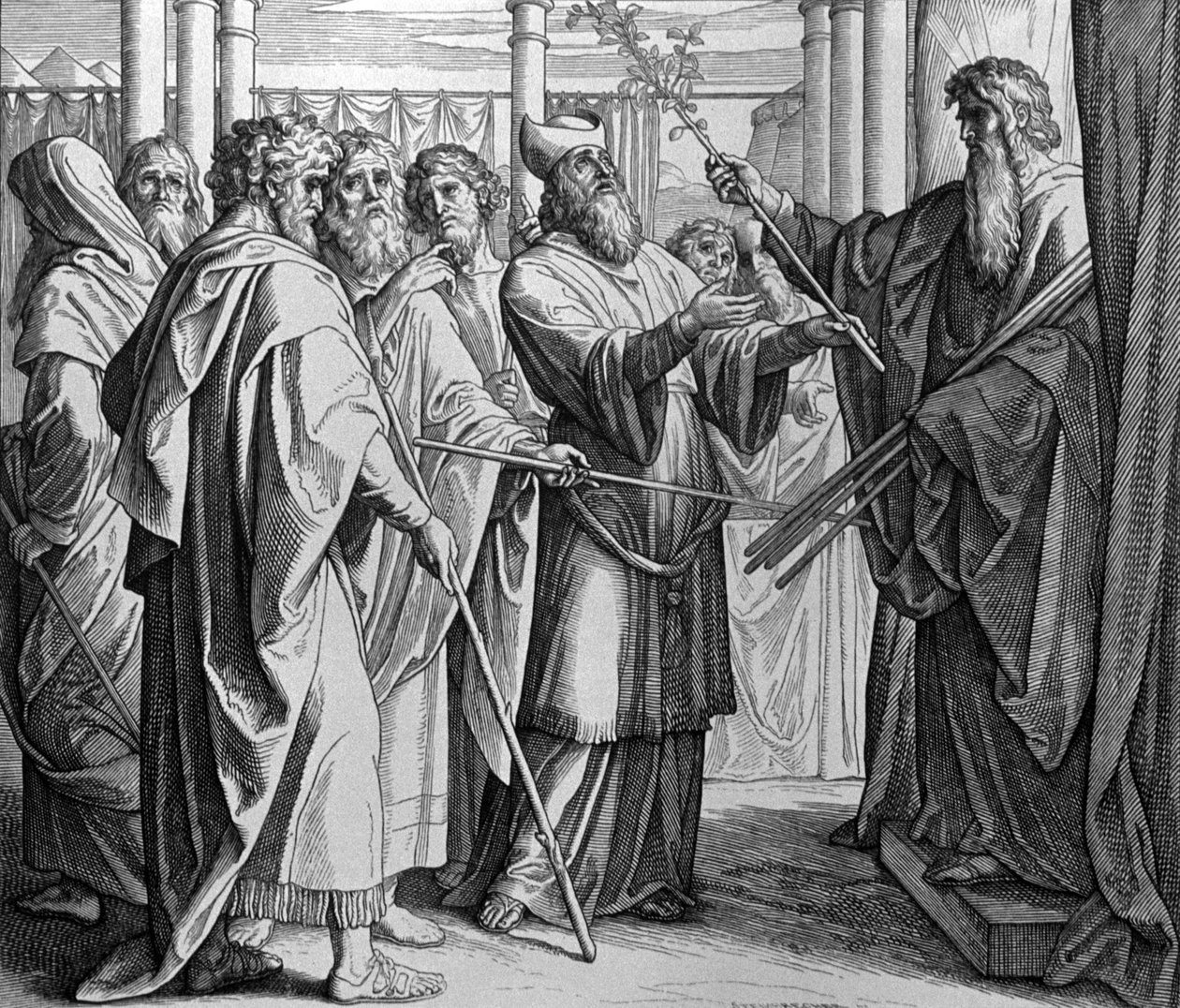 De staf van Aäron door Julius Schnorr von Carolsfeld