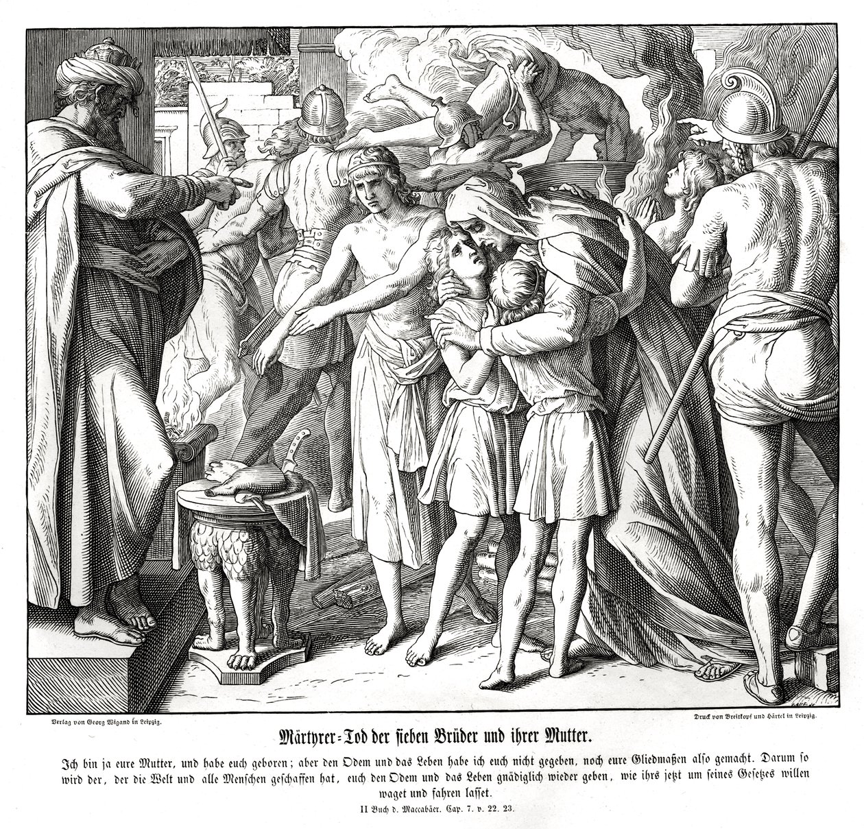 Martelaarschap van de zeven zonen, 2 Makkabeeën door Julius Schnorr von Carolsfeld
