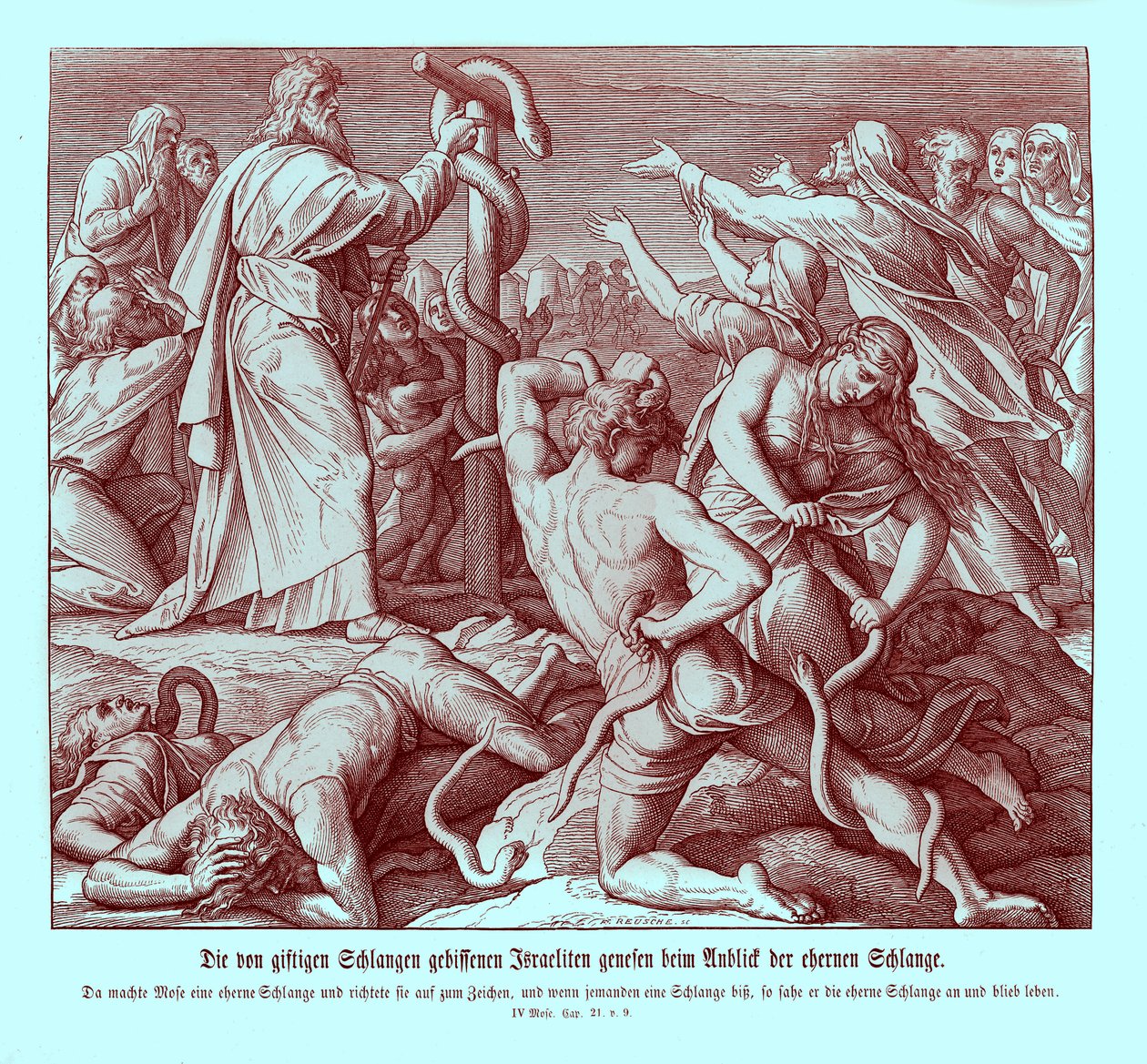 Mozes en de koperen slang, Numeri door Julius Schnorr von Carolsfeld