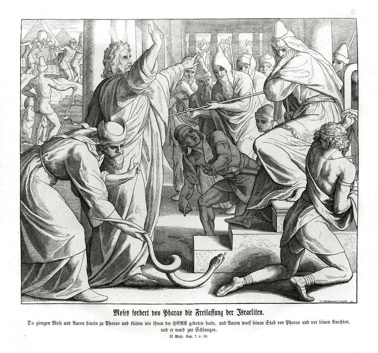 Mozes eist de bevrijding van de Israëlieten, Exodus door Julius Schnorr von Carolsfeld
